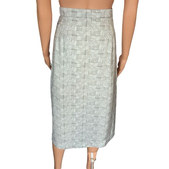 MM Lafleur Size 16 Gray Basketweave Faux Wrap Side Split Midi Skirt - USA Made - Picture 5 of 5